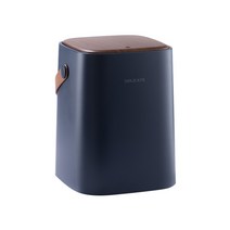 가죽밴드 손잡이 원터치 인테리어 휴지통 캠핑용 쓰레기통 가능, 가죽밴드_네이비+우드