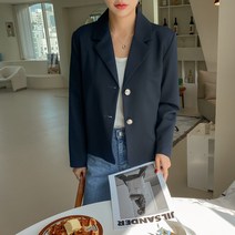 여성용 클래식 크롭 테일러드 자켓