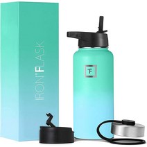 Iron Flask 스포츠 물병 32 Oz 누출 방지 진공 단열 스테인리스 스틸 이중 벽 보온 머그잔 메탈 캔틴 USA 미국, 40 Oz, Sky