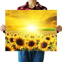 FASEN 캔버스액자 일체형 3D 원형 보석십자수 DIY 키트 50 x 40 cm, ZSP038.해바라기