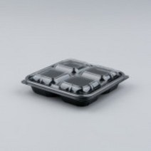 KS-0924(4칸) 상+하 360EA 1세트 / 일회용 도시락 과일 간식 샐러드 떡 반찬 포장 용기, 흑색