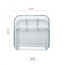 혼밥그릇 식판 유리 사각 나눔 투명 자취 접시 홈세트, 10인치 사각 멀티플레이트