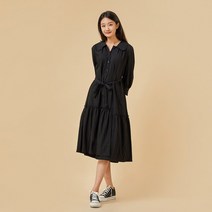 [JAJU/자주] 여 반오픈 카라 원피스_블랙