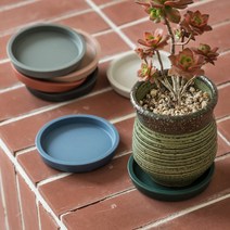 국산 실리콘 미니 화분 받침대 원형 물받침 10.5cm, 크라운 헌터그린