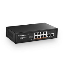 MokerLink PoE+ 포트 6개가 있는 8포트 PoE 스위치 업링크 2개 100Mbps 78W AI 감지 Qos 팬리스 메탈 플러그 앤 플레이 네트워크 스위치, 8 POE + 2 GE