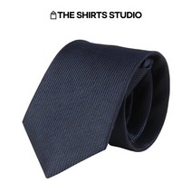 더셔츠스튜디오 네이비 솔리드 줄지 자동넥타이