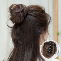 루즈루나 여자똥머리 당고머리 만두머리 올림머리 부분가발 집게, 밝은브라운, 1개