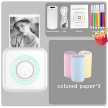 포켓포토 휴대용 미니 무선 감열식 프린터 BT 203dpi 라벨 메모 잘못된 질문 USB 케이블로 인쇄, 14 green-Paper 3pcs