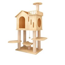 고양이 원목캣타워4단 원목캣타워5단 먼치킨 캣타워 하우스 이케아 DIY 선반 뚱냥이 투명해먹, 단일사이즈, M-04하우스형(60x40x105cm)