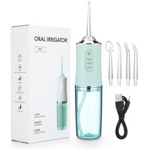 Oral Irrigator USB Rechargeable Water Flosser Portable Dental Jet 300ML Tank Waterproof Teeth Cleane, [07] 8668 bule