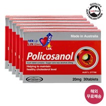 [연말연시할인] 마더네스트 폴리코사놀 20mg 30정 6박스 (사은품 증정) 사탕수수 왁스알코올 지방족알코올 호주 건강기능식품, 6개