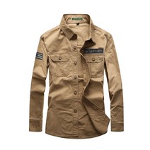 JEEP SPIRIT 남성용 긴팔 셔츠 카고 밀리터리 캐주얼 카라 셔츠 FL2597