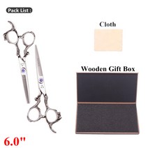 5.5 6 헤어 커팅 가위 440C 전문 미용 이발사 숱이 드래곤 핸들 9003 #, 23 9003 Yin Dui 6.0 HE