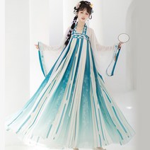 한푸 여성 성인 중국풍 학생 여름철 전통의상 유선치마 세트