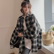 루나걸 여성용 소픈 오버사이즈 체크 남방