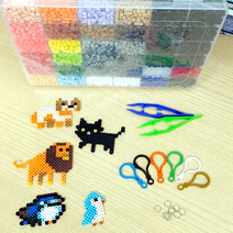 해피브릭 컬러비즈 세트 동물 만들기 28색 12000개 85종 무료도안 (방과후 수업 저학년 개별 활동 미술 활동 펄러비즈 칼라비즈 디폼블럭)