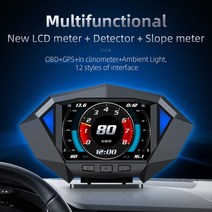 자동차 hud 자동차속도계 P1 자동 HUD 헤드 업 디스플레이 범용 Hud GPS OBD2 속도계 안전 운전을 위한 과속 경보 다기능, 한개옵션0
