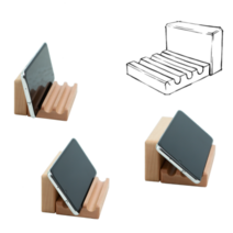 3단계 각도조절 원목 휴대폰 거치대 탁상용 스탠드 캠핑 북유럽 소품 스마트폰 핸드폰 나무 만능 받침대, 1개