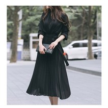 2023 써스데이 아일랜드 하라주쿠 스타일 원피스 우아한 쉬폰 긴 소매 셔츠 드레스 벨트 레이스 업