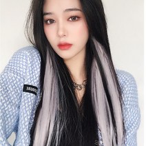 하이유니 와이드프리미엄 브릿지 트윙클 여자 여성 붙임머리 헤어 피스 부분 가발, 7.레이크블루 (너비:5cm/기장:60cm)