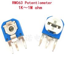 가변 저항20pcs RM063 100 200 500 1K 2K 5K 1M 옴 트리머 전위차계 가변 저항 103, 02 100 천개 옴