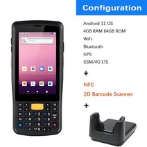 바케이블 스캐너 안드로이드 11 4GB 64GB 견고한 PDA 핸드 헬드 터미널 1D 2D 리더 4G 와이파이 GPS 웨어하우스 데이터 수집기 인벤토리, [02] 2D SE4710 NFC Cradle, [01] 미국
