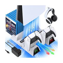 AC 어댑터 OIVO PS5 스탠드 흡입 냉각 스테이션 Playstation 5 콘솔용 컨트롤러 충전 팬 충전기 액세서리 12 슬롯 헤드셋 홀더