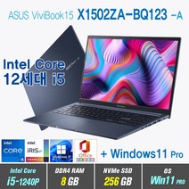 ASUS 비보북 15 X1502ZA-BQ123 + Win11 Pro포함 / 12세대 i5, WIN11 Pro, 8GB, 256GB, 12세대 인텔 코어 i5 1240P, 콰이어트 블루