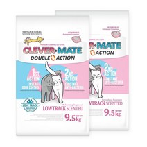 클레버메이트 응고형 고양이 모래 더블액션 로우트랙 언씬티드, 9.5kg, 2개