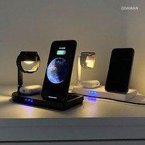 오하하 갤럭시 애플 3in1 워치 고속 무선충전기 거치대 15W, 삼성 갤럭시 워치 심플 화이트, 1개