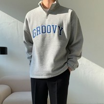 [게리오] [MTO.04] 데일리한 그루비 영문 기모 반집업 맨투맨 티셔츠