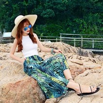 롱치마바지 프린트와이드 와일드팬츠 여자와이드바지 쉬폰와이드팬츠 여성와이드팬츠 롱와이드팬츠 와이드통바지 트로피컬와이드팬츠