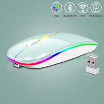 무선 마우스 블루투스 충전식 마우스 울트라 씬 무소음 LED 컬러풀한 백라이트 게임용 마우스 아이패드 컴퓨터 노트북 pc용, CHINA, green