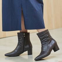 올팜 여성 수제화 천연소가죽 사선절개 통굽 앵클부티힐 5cm 국내제작 3컬러