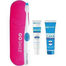 GO SMILE Battery-Powered Vibrating Sonic Whitening Toothbrush Travel Set - Wireless Electronic On Th, Pink