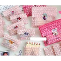 하트뽁뽁이 모양 보호 랩 쿠션 완충 컬러 에어캡 봉투, 작은 장미 레드 5개 (10x10cm)