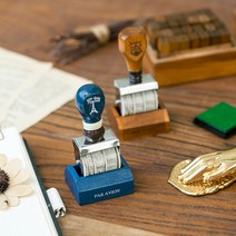 빈티지 회전 날짜 명판 도장 스탬프 다이어리꾸미기, 1. 블루 (WS-366)