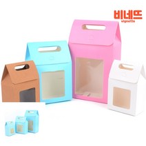 손잡이형선물백 답례품박스 답례떡상자 미니종이상자, 대 - 핑크