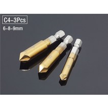 HSS-티타늄 카운터 싱크 디버링 모따기 드릴 1/4 육각 생크 테이퍼 홀 커터 헤드 전동 공구, [09] C4