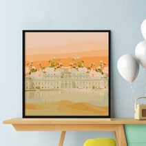 유화 DIY 그림 유화 그리기 일러스트 명화그리기 피포페인팅 직장인 집콕 힐링, 컬러드로잉보드+물감 2세트+브러시 2세트, 40X40cm내부프레임+유럽화이트 외부프레임, XF002 오렌지 플래닛 2