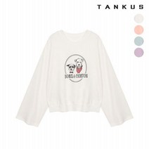 탱커스 여성 루즈 소매 라운드 프린팅 티셔츠