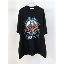레어코드 ACDC 76투어 볼티지 나염 남녀공용 스트릿 반팔 티셔츠