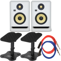 KRK ROKIT 5 G4 화이트 x MS180-5 데스크 스피커 스탠드 패키지