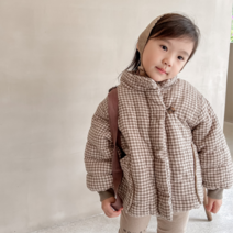 돌 아기 유아 아동 키즈 남자 여자 아이 외투 겨울 아우터 남매룩 둥이룩 자매룩 형제룩 베이지색 브라운 갈색 체크 기모 누빔 집업 점퍼