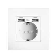 Depo 벽형 듀얼 USB 전원 소켓 21A 전기 벽면 플러그 (usb 포함) 16A 220V 콘센트 독일 EU 표준, white with USB_110-250 볼트