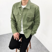 엠클로 남자 오버핏 데일리 무지 코튼 투포켓 면 트러커 자켓 3컬러
