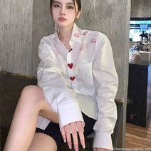 라오농 여성 블라우스 긴팔 하트셔츠 화이트 +LOE07X