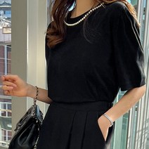 유행의미아 블링블링 진주 셔링 숄더 티셔츠(o110579)