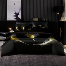 홑이불세트 이불 깃털 패턴 침구 세트 커버 240x220 Pillowcase220x260 급 섬유 퀸 침대 시트, [04] US King 264x228cm, [01] Y1