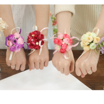 브라이덜샤워 조화 꽃팔찌 웨딩 팔찌 4color [플라워 셀프 우정 스냅 촬영 소품 악세사리 손목코사지], 퍼플